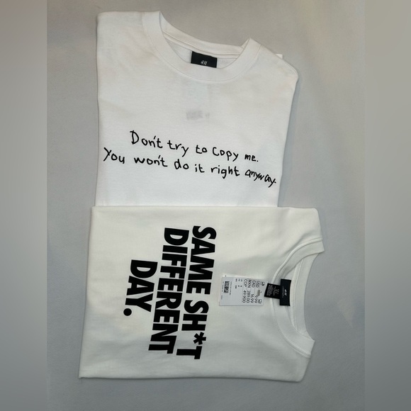 H&M LOOSE FIT PRINTED 2 PACK T-SHIRT. - Picture 1 of 12